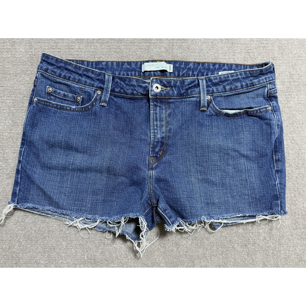 Levis 545 Shorts Womens 16 Denim Frayed Cutoff‎ Low Boot Cut Distressed Casual